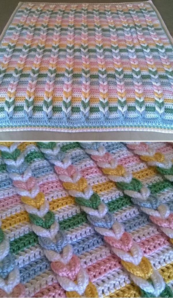 Pulled Taffy Baby Blanket Free Crochet Pattern