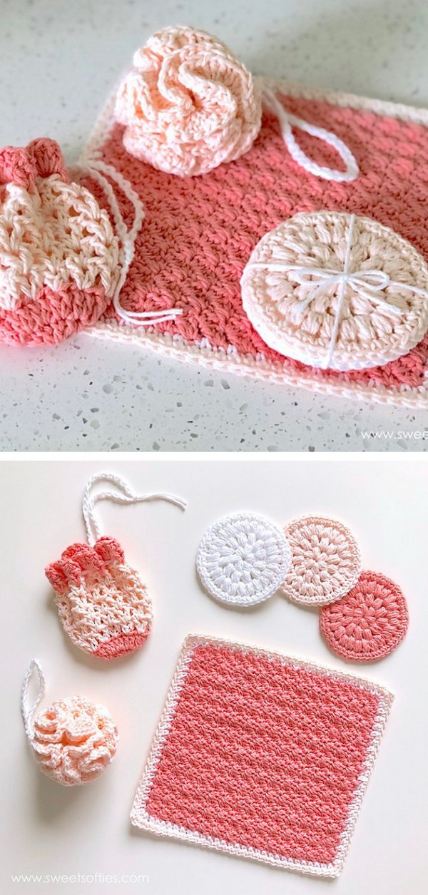 Tea Rose Spa Set Free Crochet Pattern