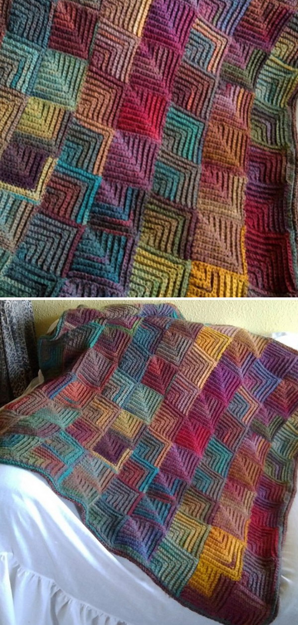 Continuous mitered square crochet afghan » Weave Crochet