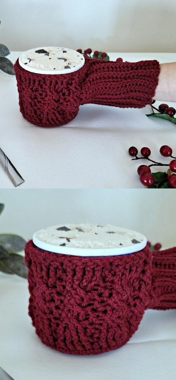 Cabled Ice Cream Cozy and Drink Mitt