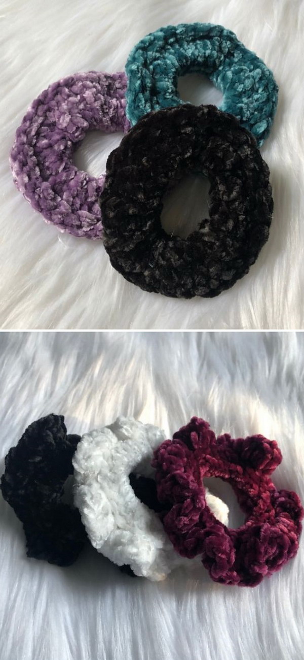 Ruffle and Sleek Crochet Scrunchies
