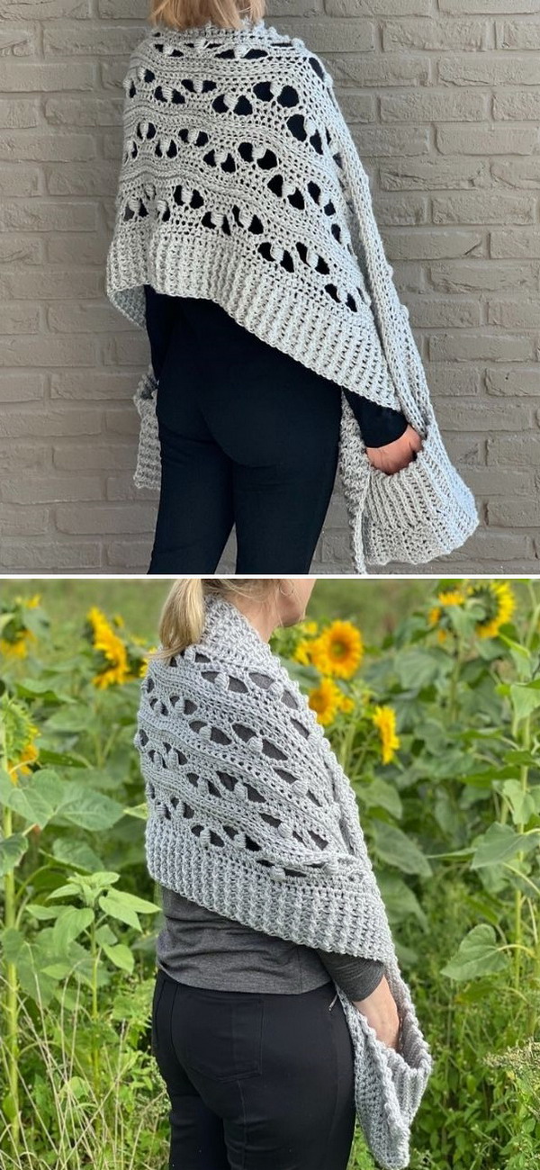 Puff Stitch Pocket Shawl