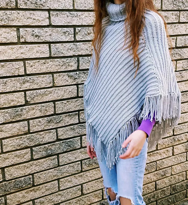 Knit-Look Crochet Poncho