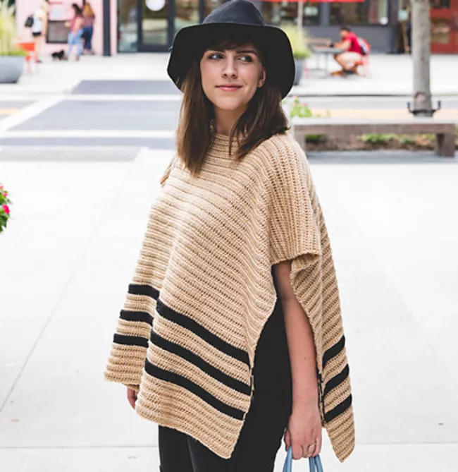 Striped Crochet Poncho