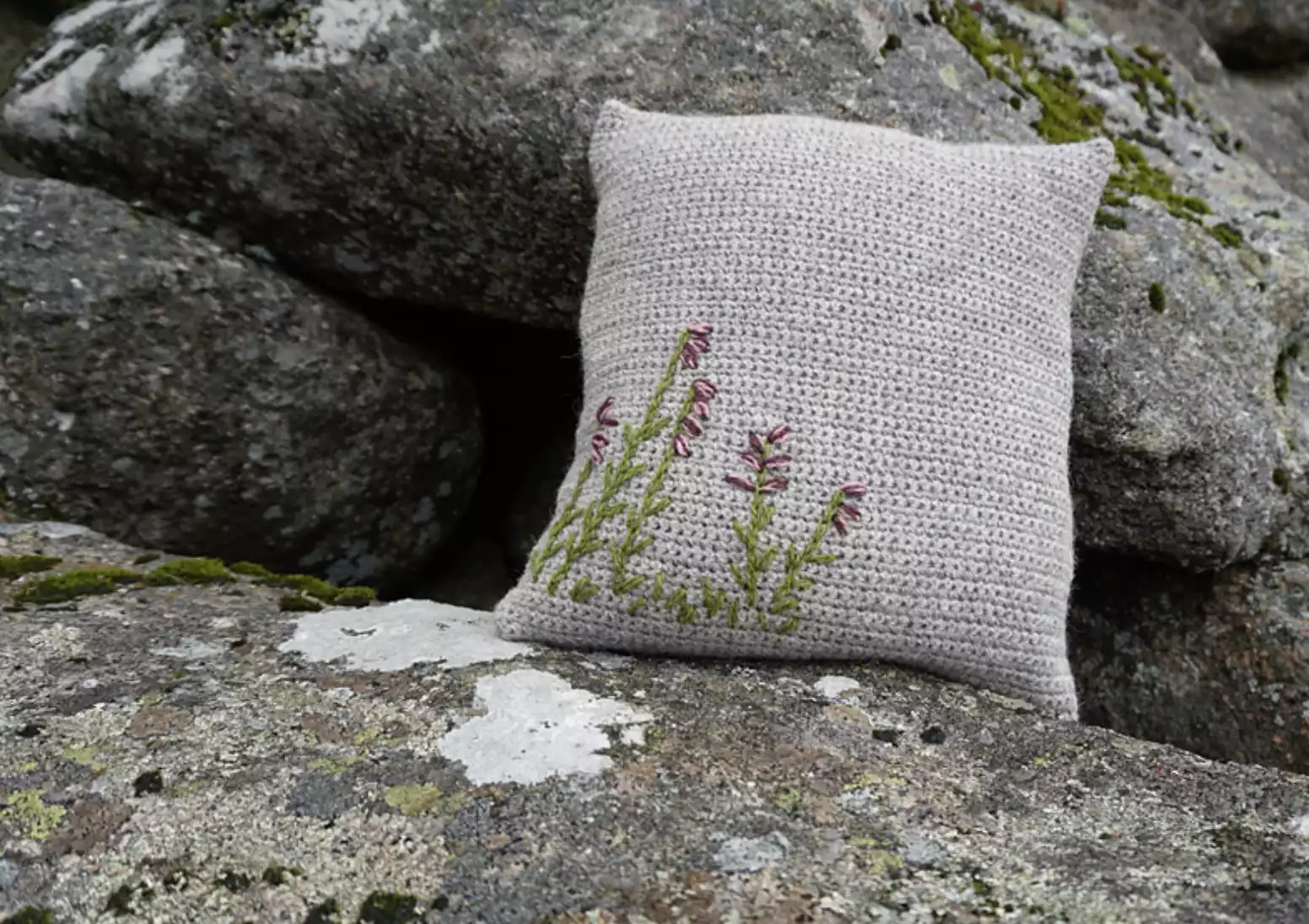 Embroider a Floral Crochet Pillow