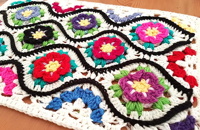 Moroccan Garden Tiles Free Crochet Blanket Pattern