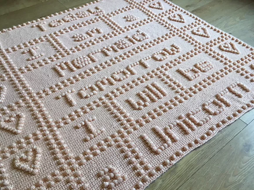 Inspiring Words Crochet Bobble Blanket