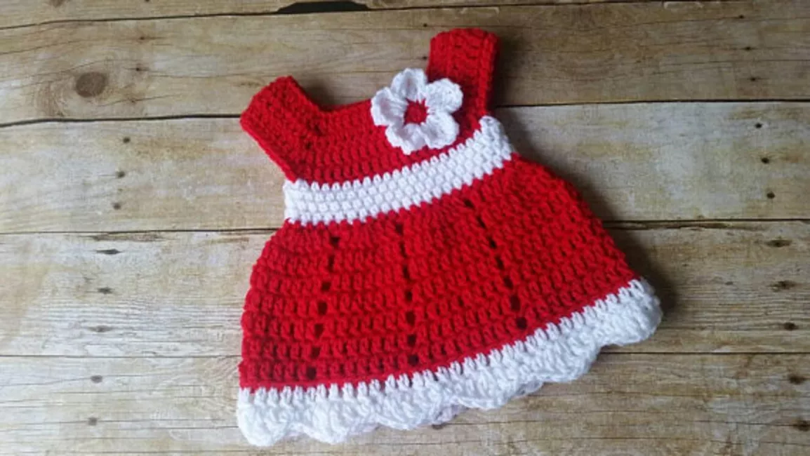 Red Crochet Newborn Dress Free Pattern