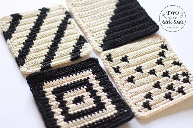 Tapestry Crochet Coaster Set