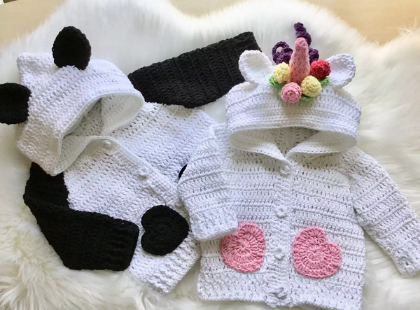 Crochet Animal Cardigan Patterns (Panda and Unicorn)