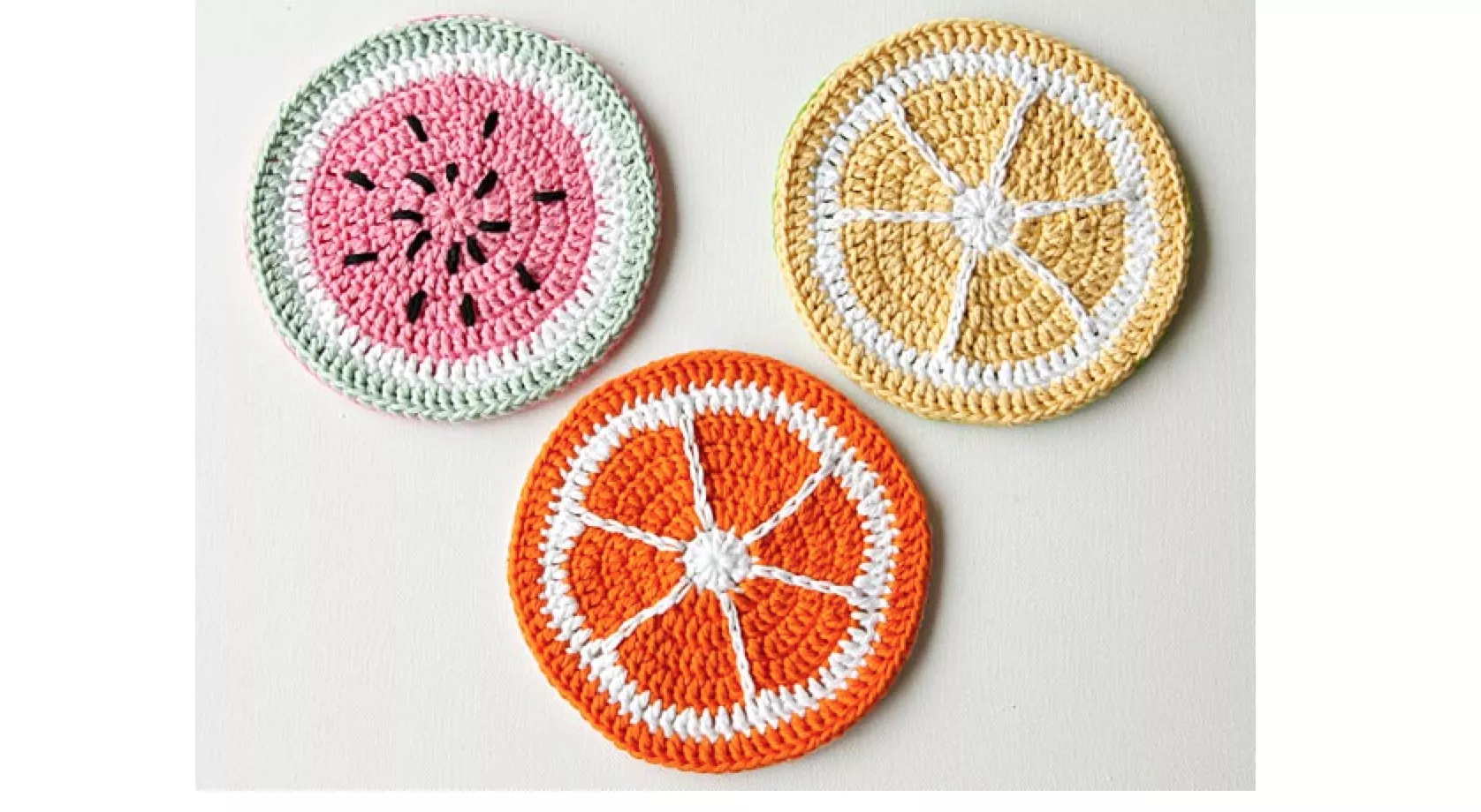 Fruit Crochet Coasters Free Pattern