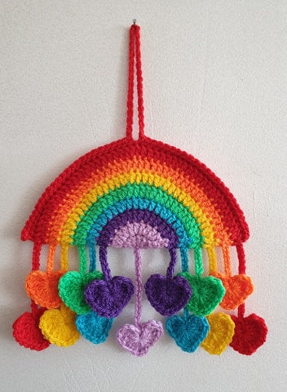 Crochet rainbow wall hanging