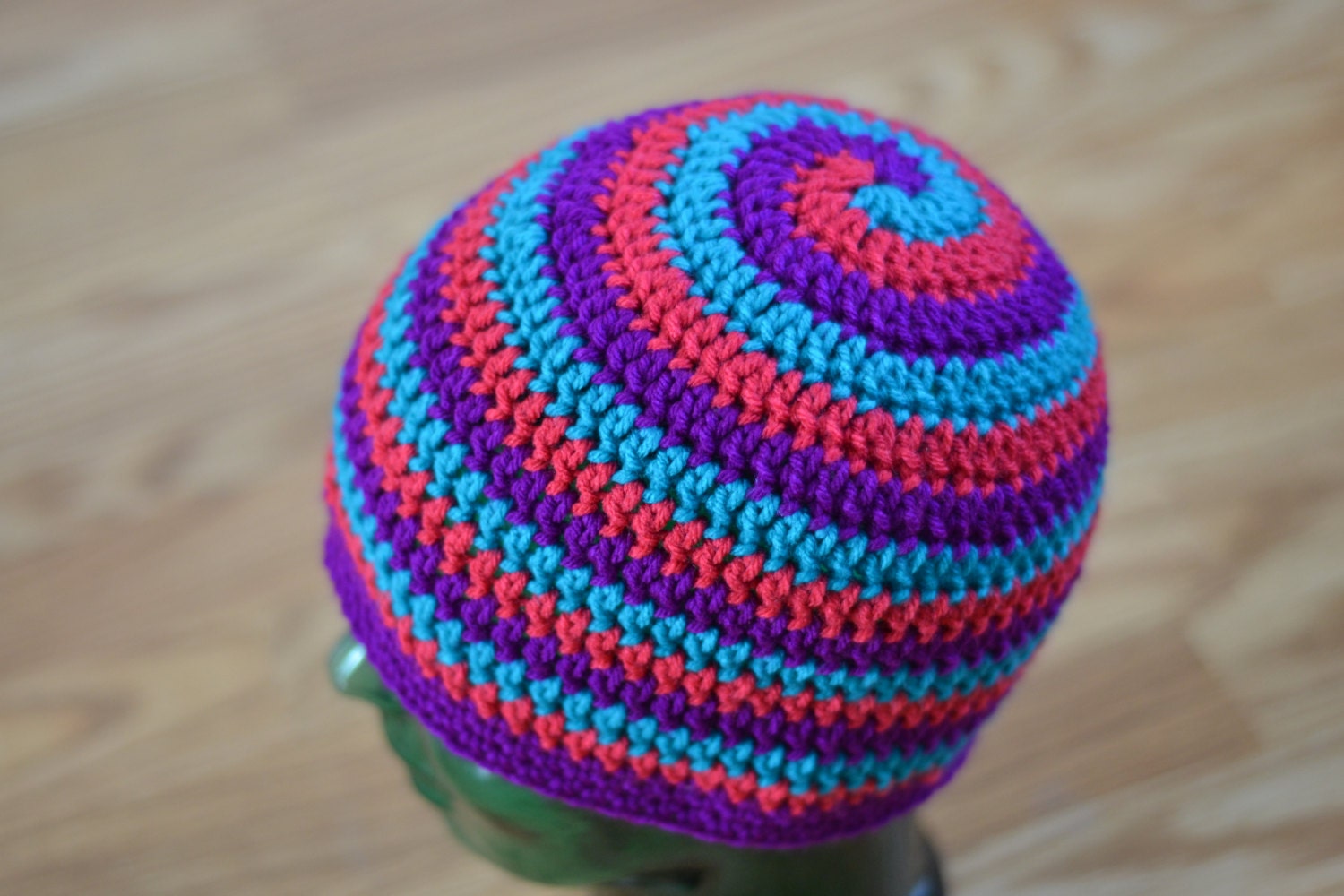 Spiral crochet beanie