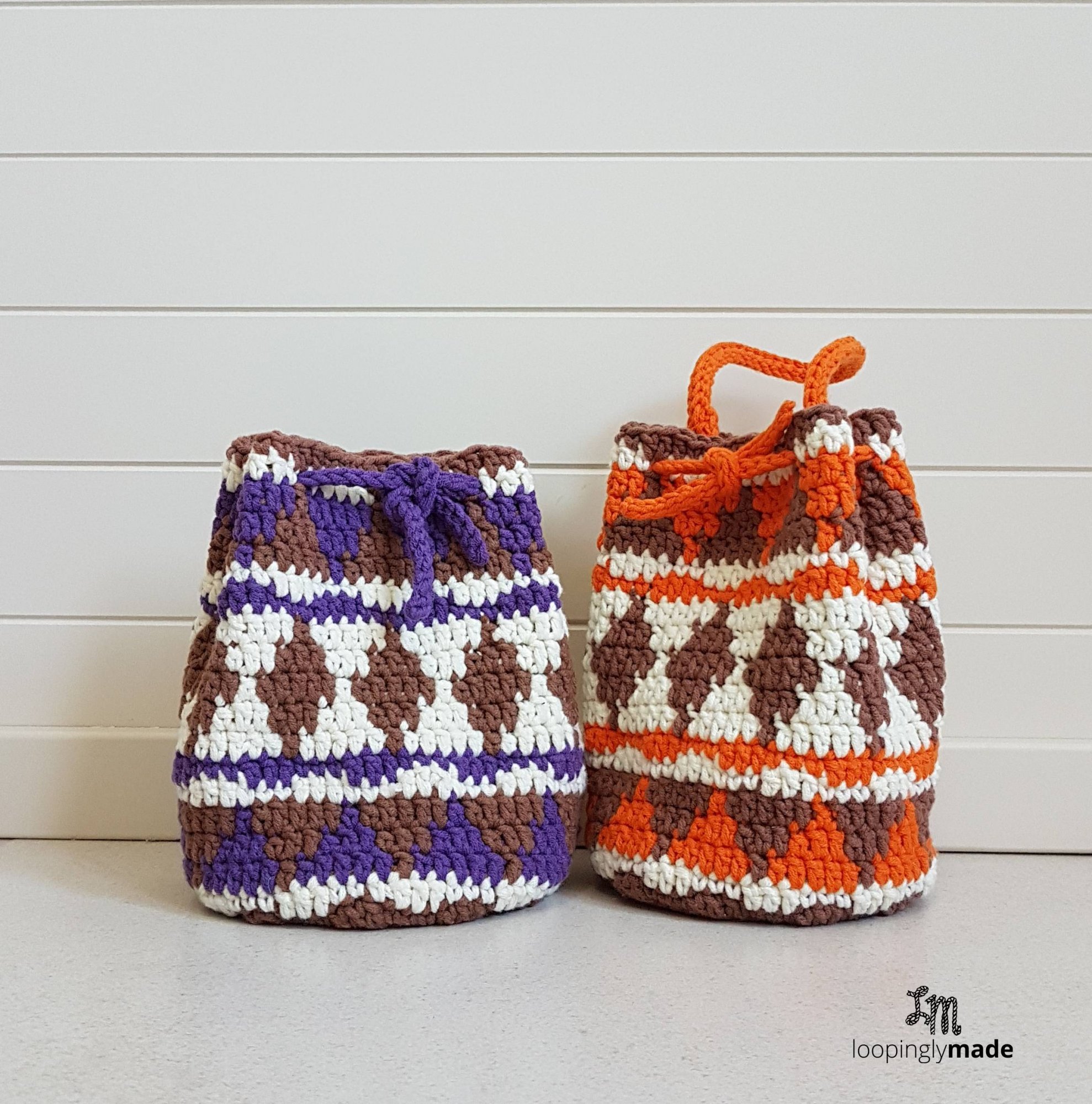 Crochet drawstring bag pattern free
