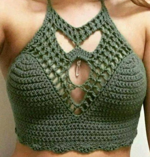 Crochet halter crop top pattern free