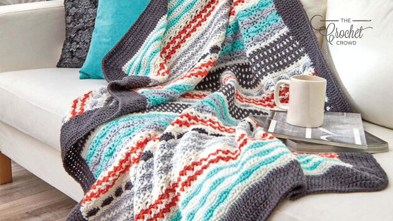 Striped crochet sampler blanket free pattern