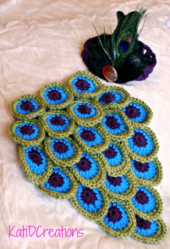 Peacock feather crochet pattern