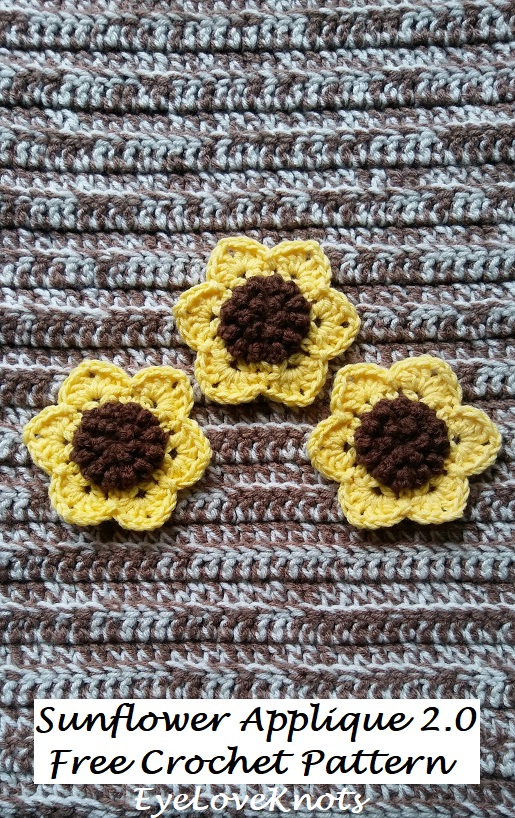 Crochet sunflower applique free pattern
