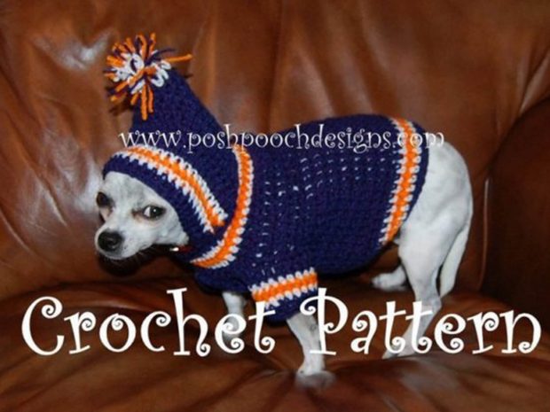 Sports Team Dog Hoodie Crochet Pattern - Small Dog Hoody 2-20 Lbs By Posh Pooch Designs