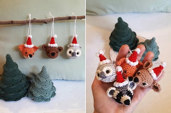 Christmas Animals Tree Ornaments Crochet Pattern By Birds And Crickets