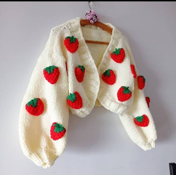 Crochet strawberry cardigan