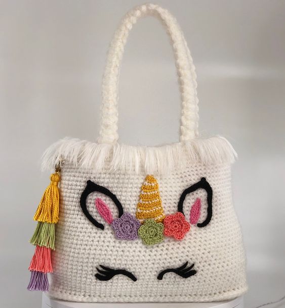 Crochet unicorn purse