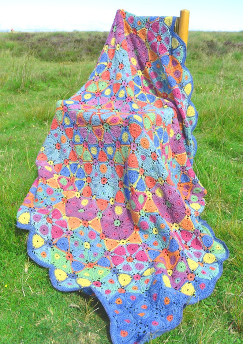 Kaleidoscope crochet blanket free pattern