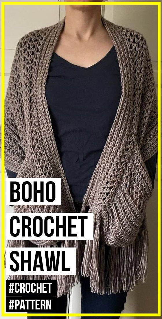 Boho pocket shawl crochet pattern