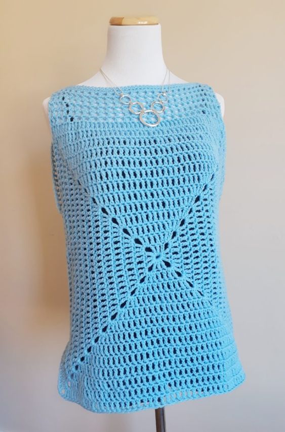 Crochet granny square tank top pattern
