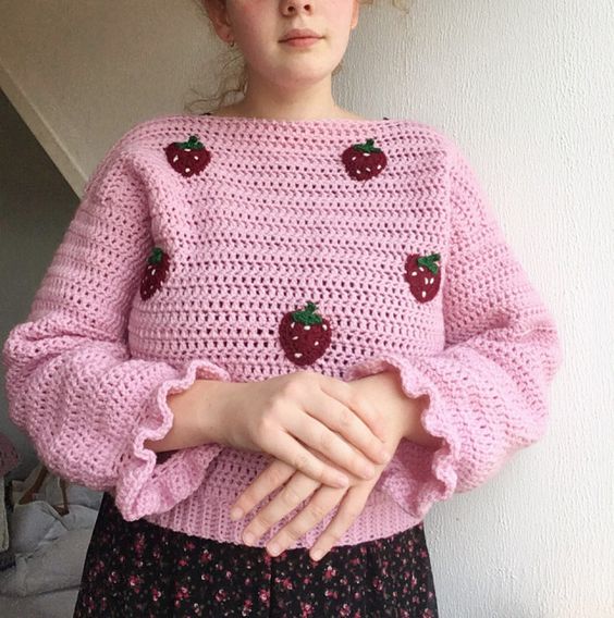 Crochet strawberry sweater