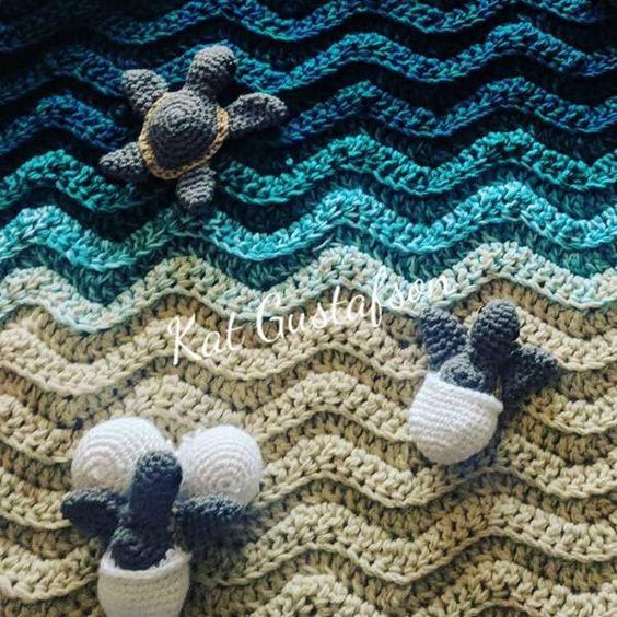 Sea turtle crochet blanket