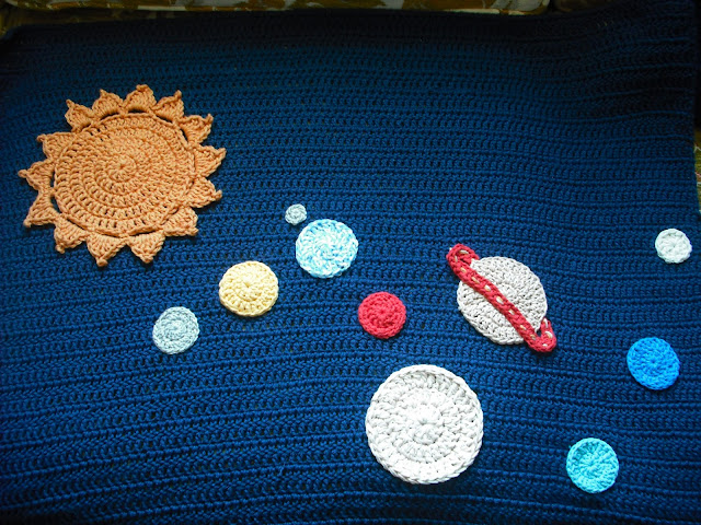 Solar system crochet blanket