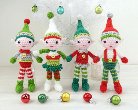 Elf Quartet Christmas Amigurumi Crochet Pattern By Moji Moji Design