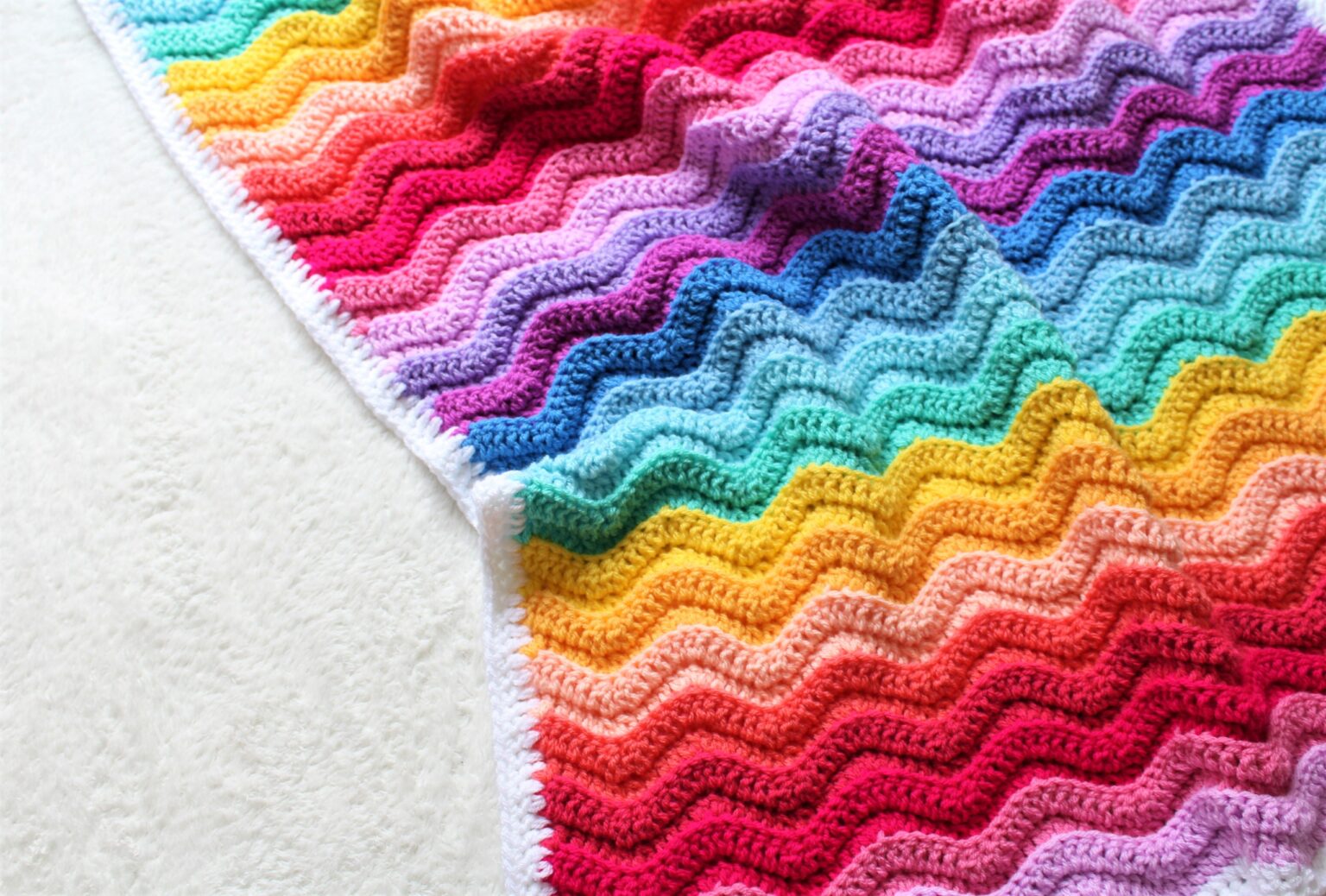 Ripple rainbow crochet blanket
