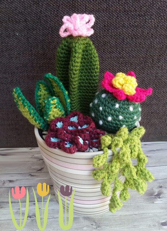 Crochet cactus garden free pattern