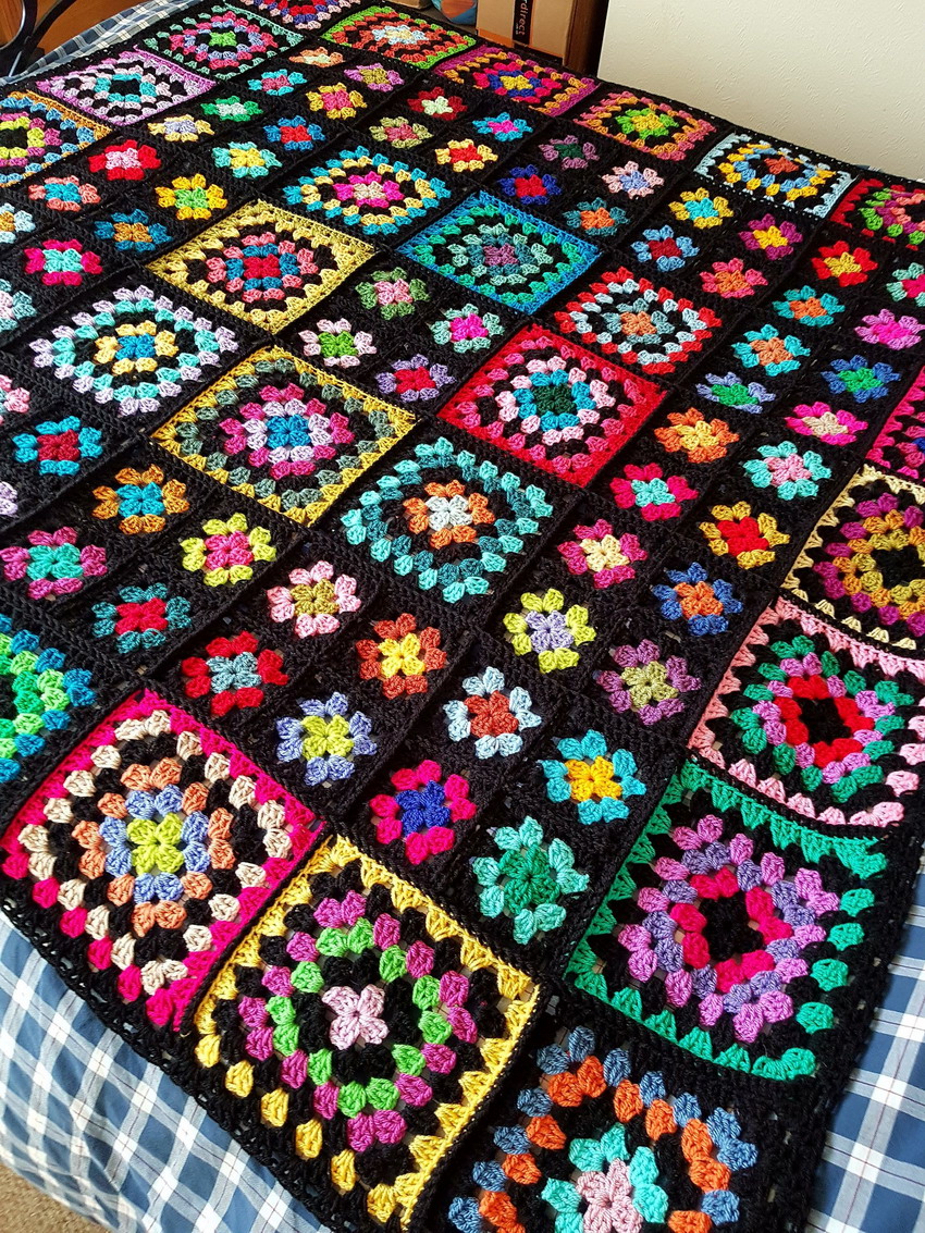 Traditional granny square blanket