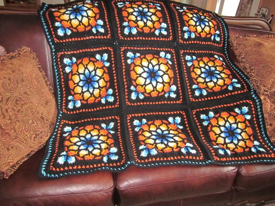 Stained glass crochet blanket