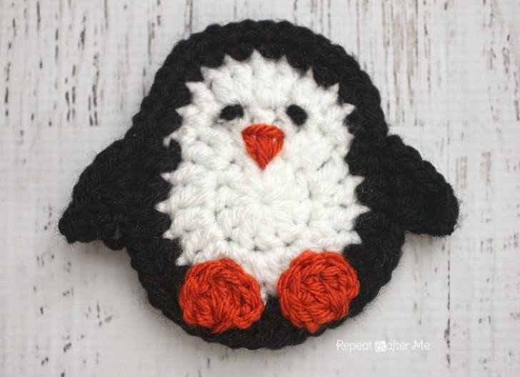 Crochet penguin applique