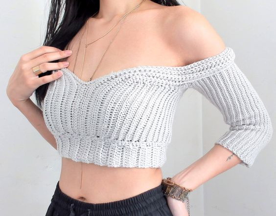 Unique off shoulder crochet crop top pattern