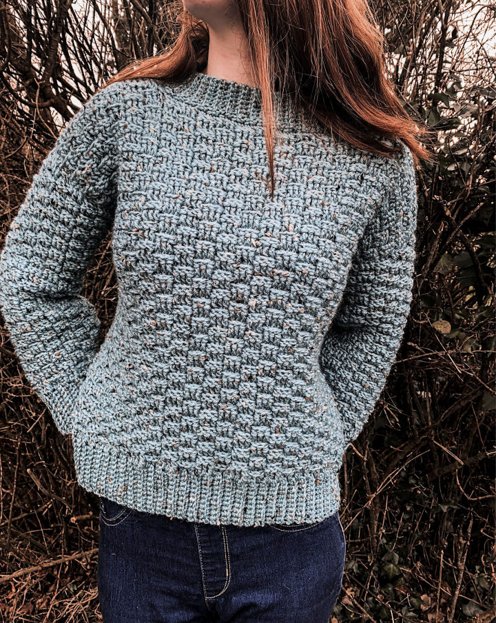Crochet Basketweave Winter Sweater » Weave Crochet