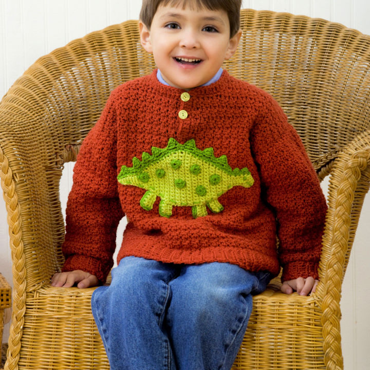 Red Heart Boy’s Dino Crochet Sweater