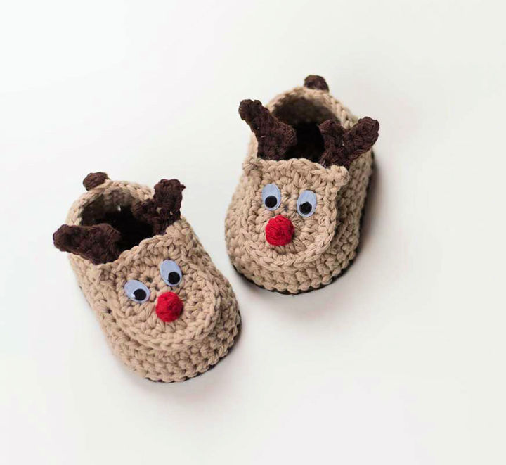 Crochet Reindeer Baby Booties for 6-12 Months