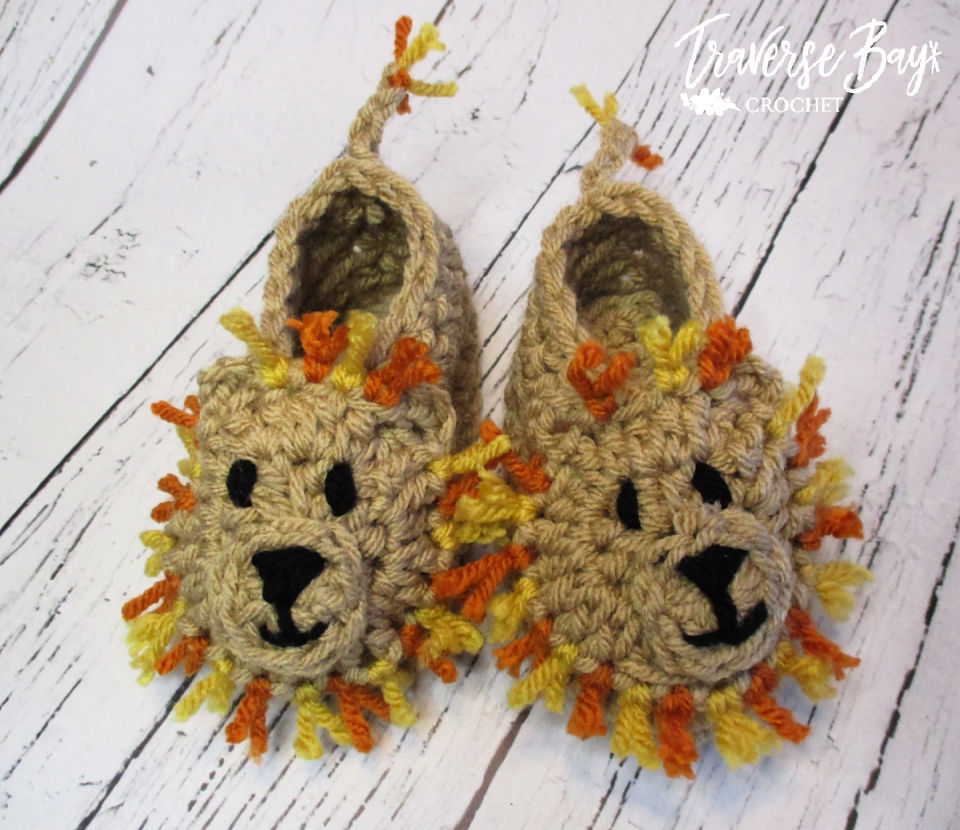 Crochet Lion Baby Booties Pattern Free