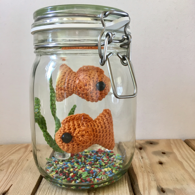 Crochet fish in a jar