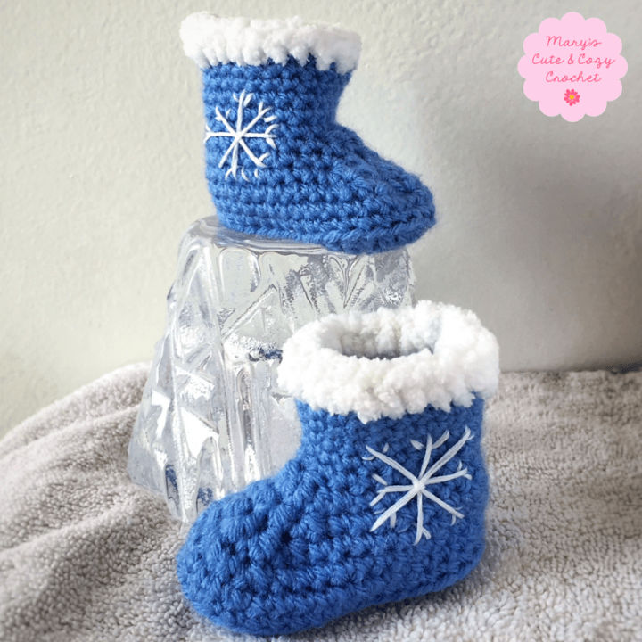 Winter Snowflake Crochet Baby Booties