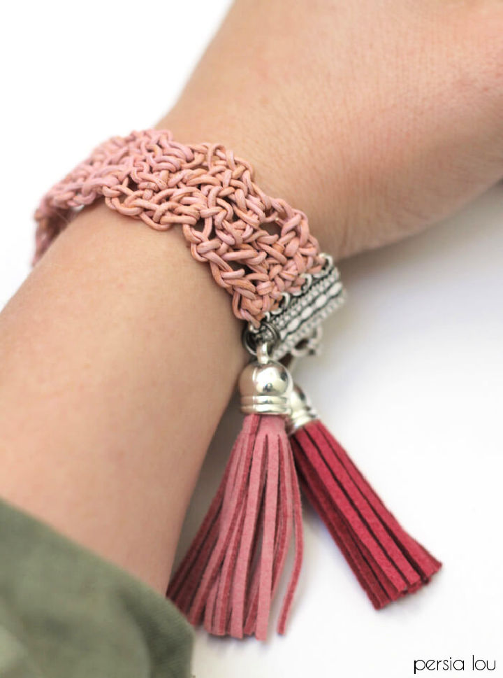 Crochet Leather Bracelet Pattern