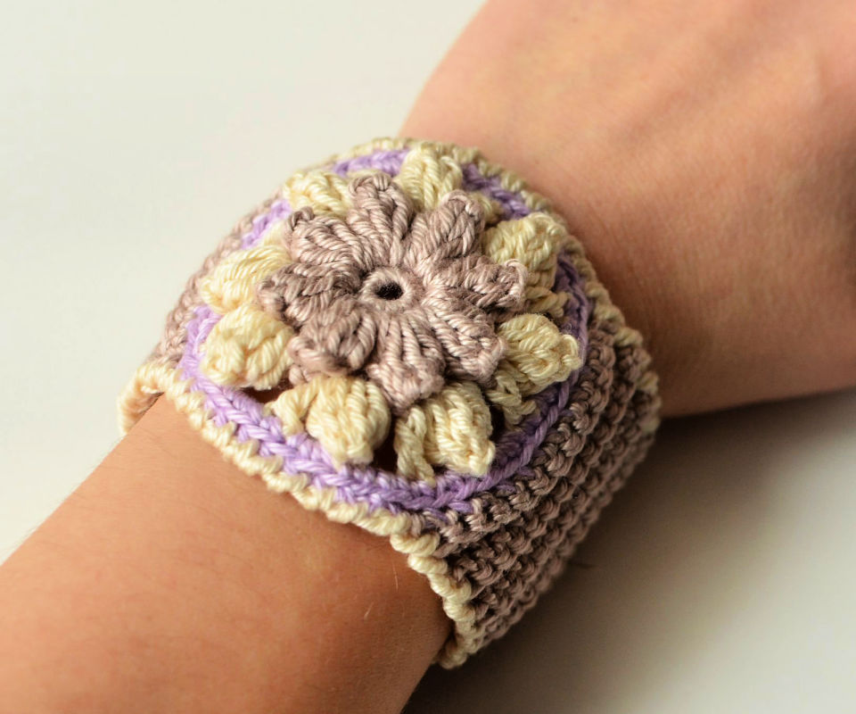 Spring Flower Crocheted Bracelet