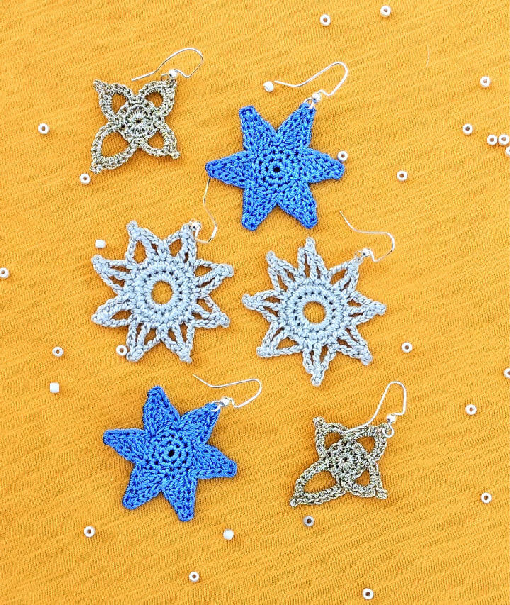 Three Stars Crochet Earrings Pattern