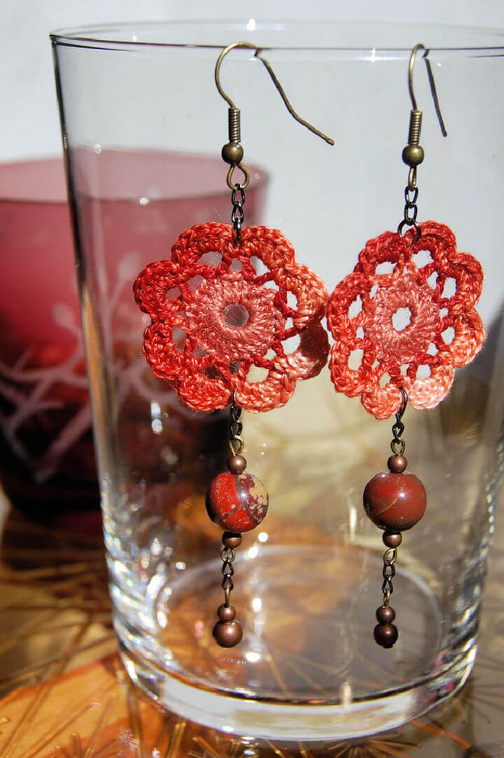 Crochet Flower Earrings Pattern