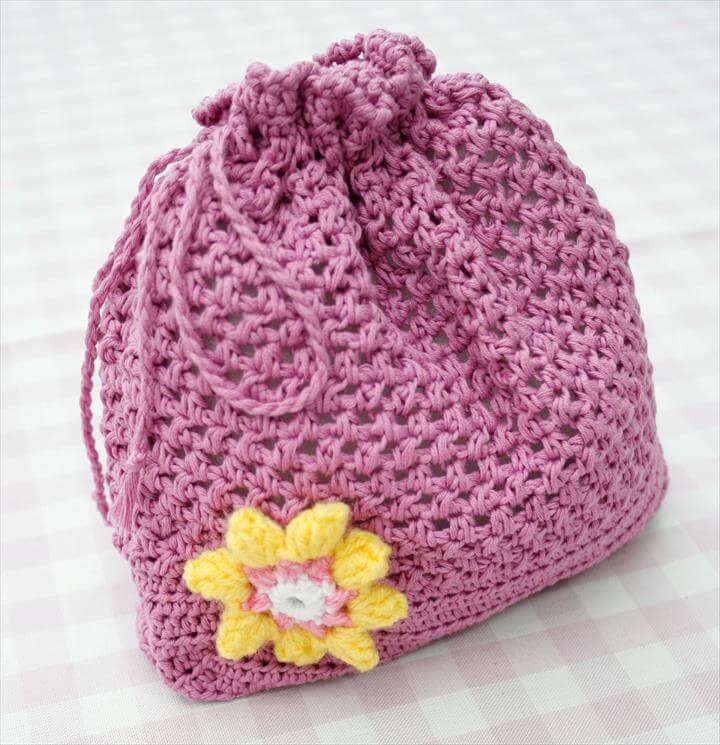 Crochet Pattern For Cute Draw-String Bag